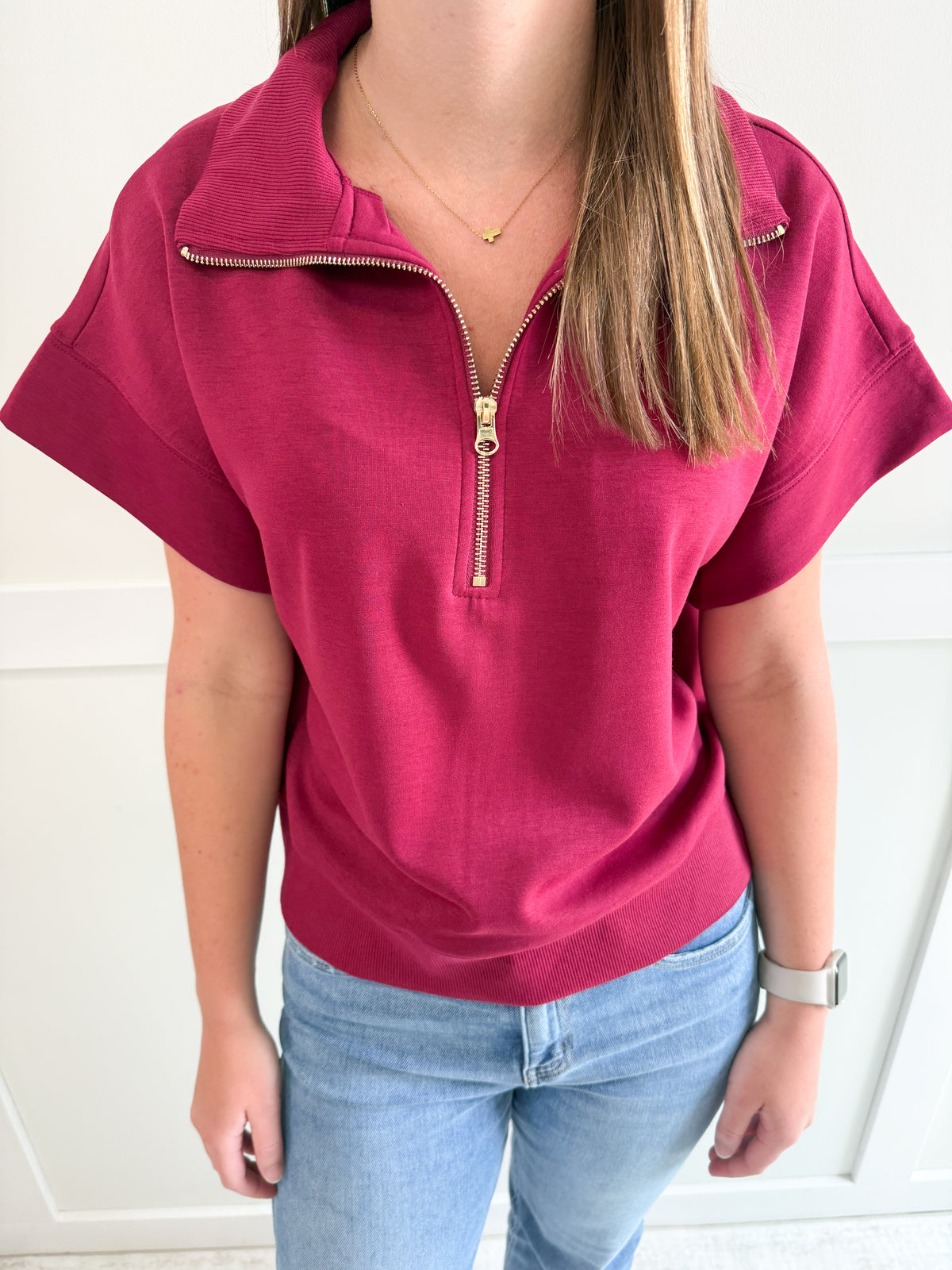 Olivia Scuba High Neck Half Zip Pullover
