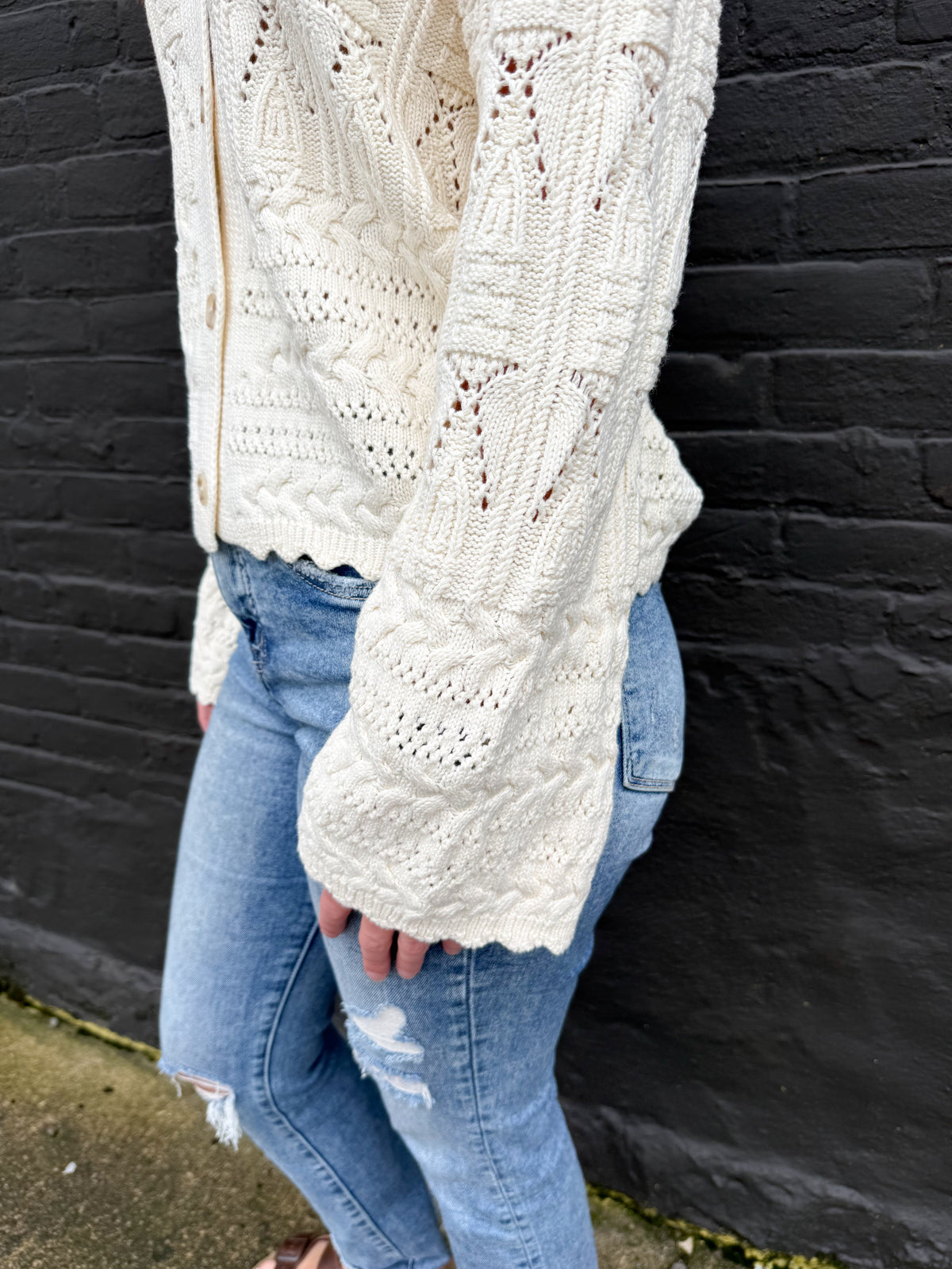 Kristi Textured Button Front Cardigan Top