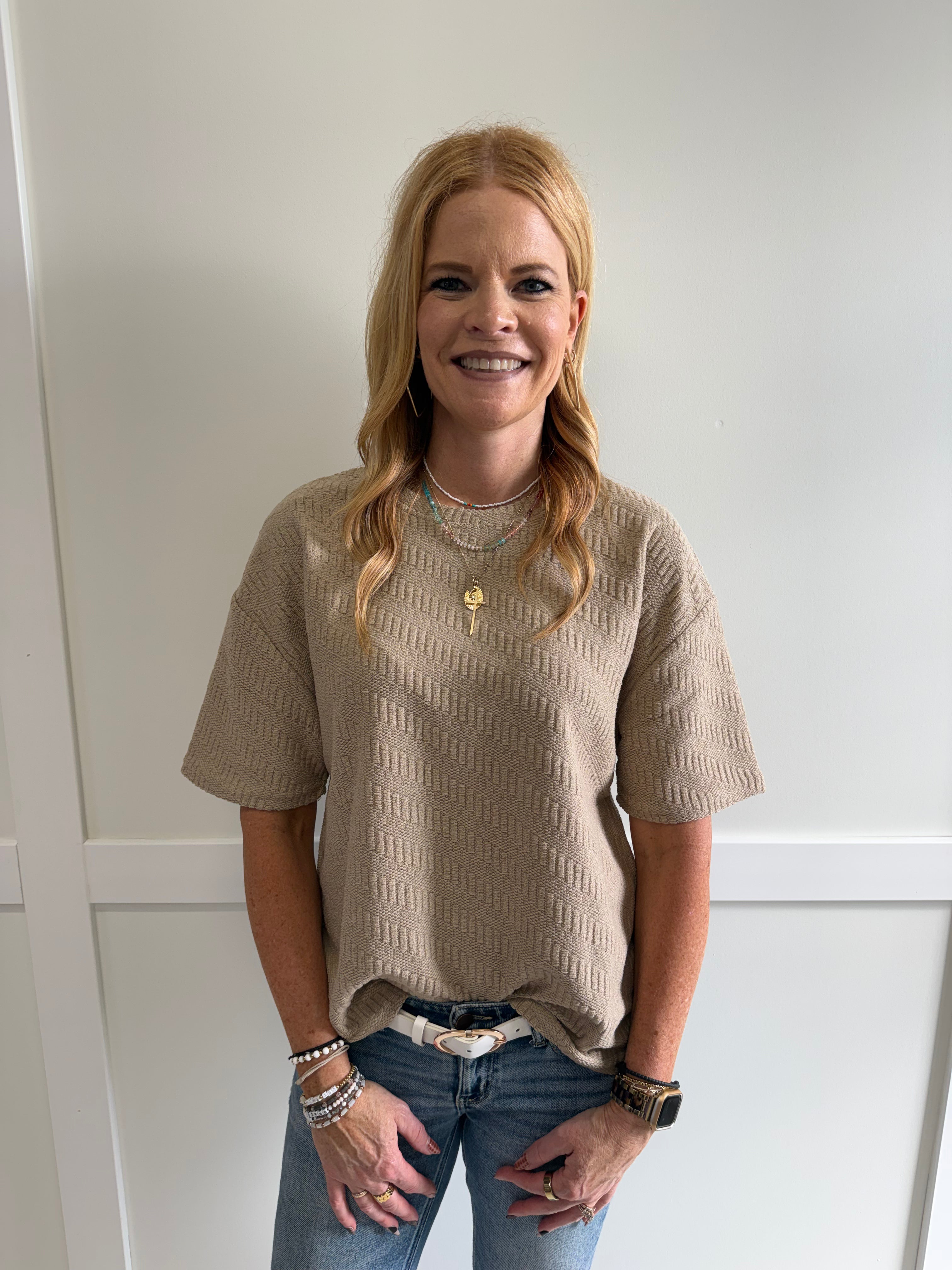 Nikki Textured Short Sleeve Top