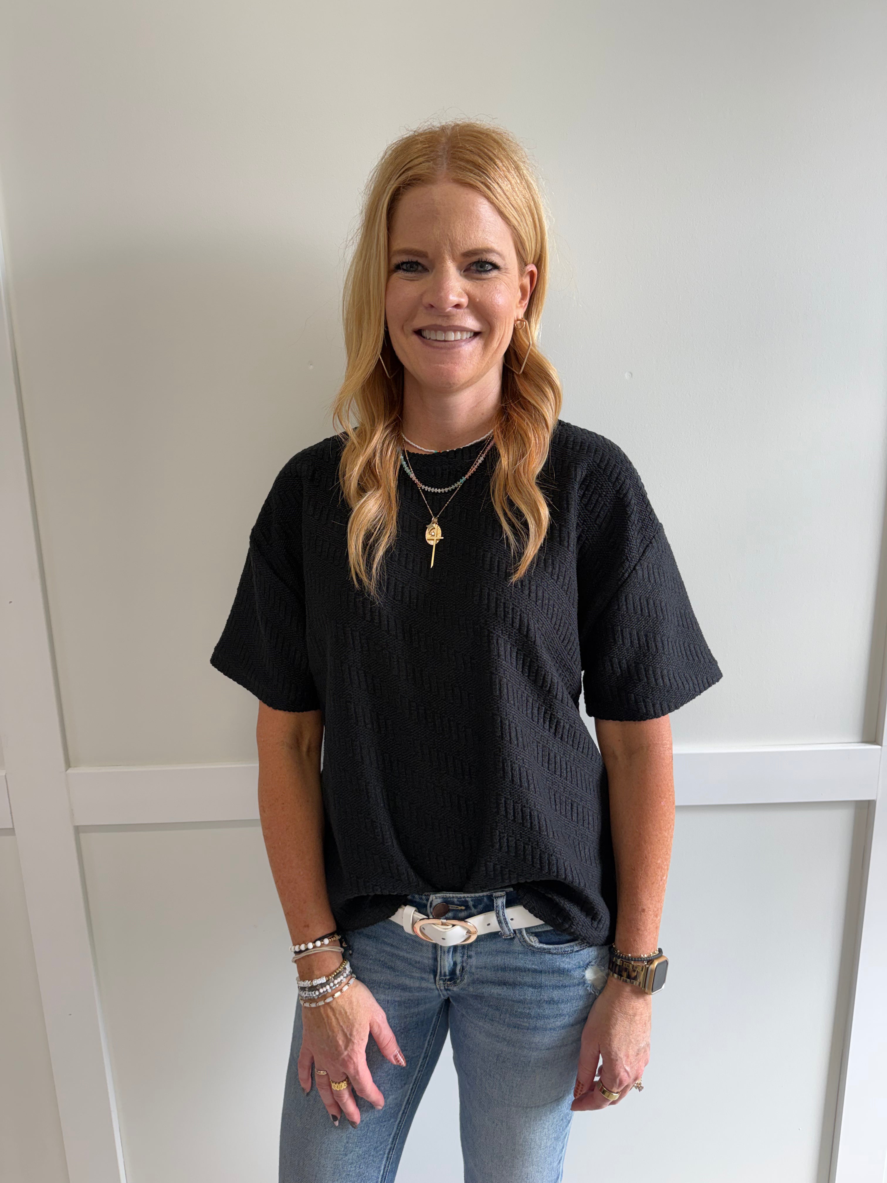 Nikki Textured Short Sleeve Top