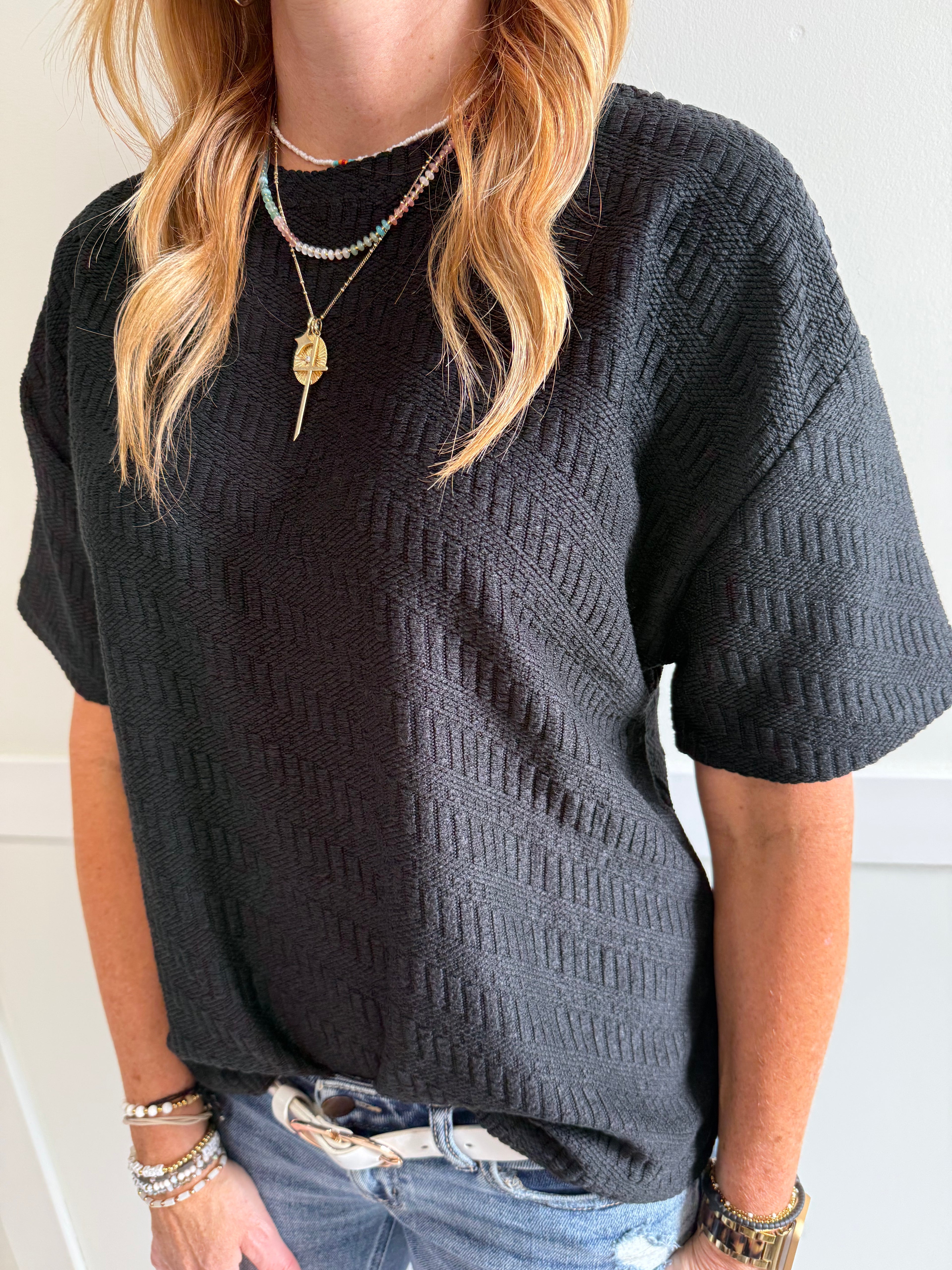 Nikki Textured Short Sleeve Top