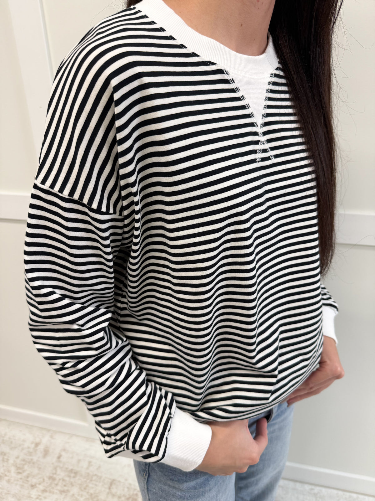 Greta Striped Rib Banded Top