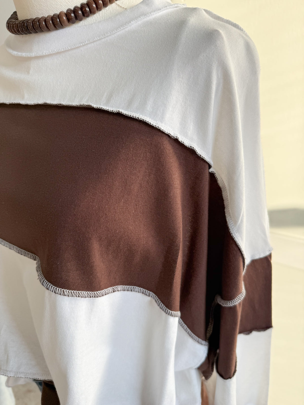 Ava Oversized Color Block Long Sleeve Top