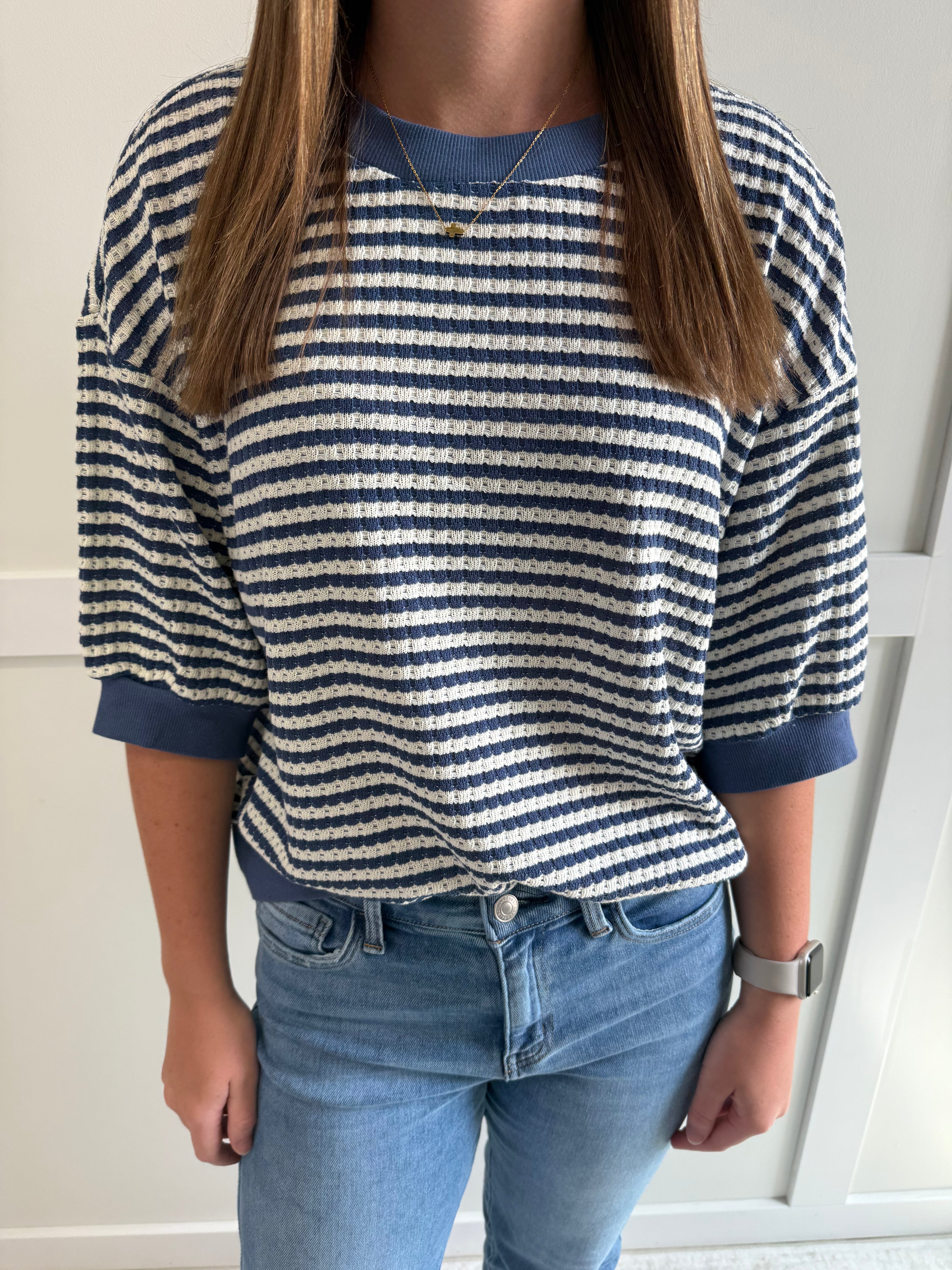 Raelynn Stripe Drop Shoulder Knit Top
