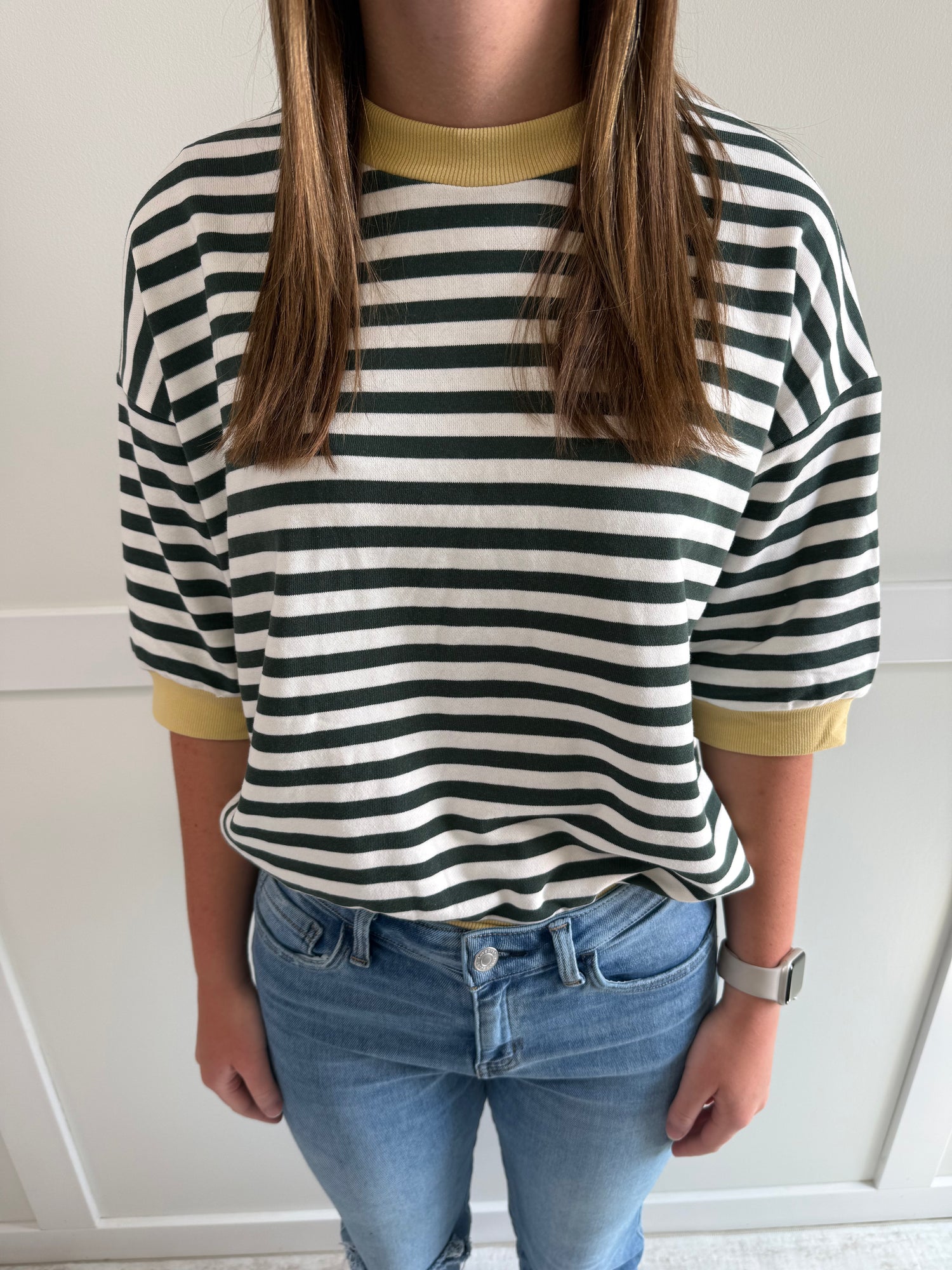 Reese Stripe Short Drop Sleeve Top