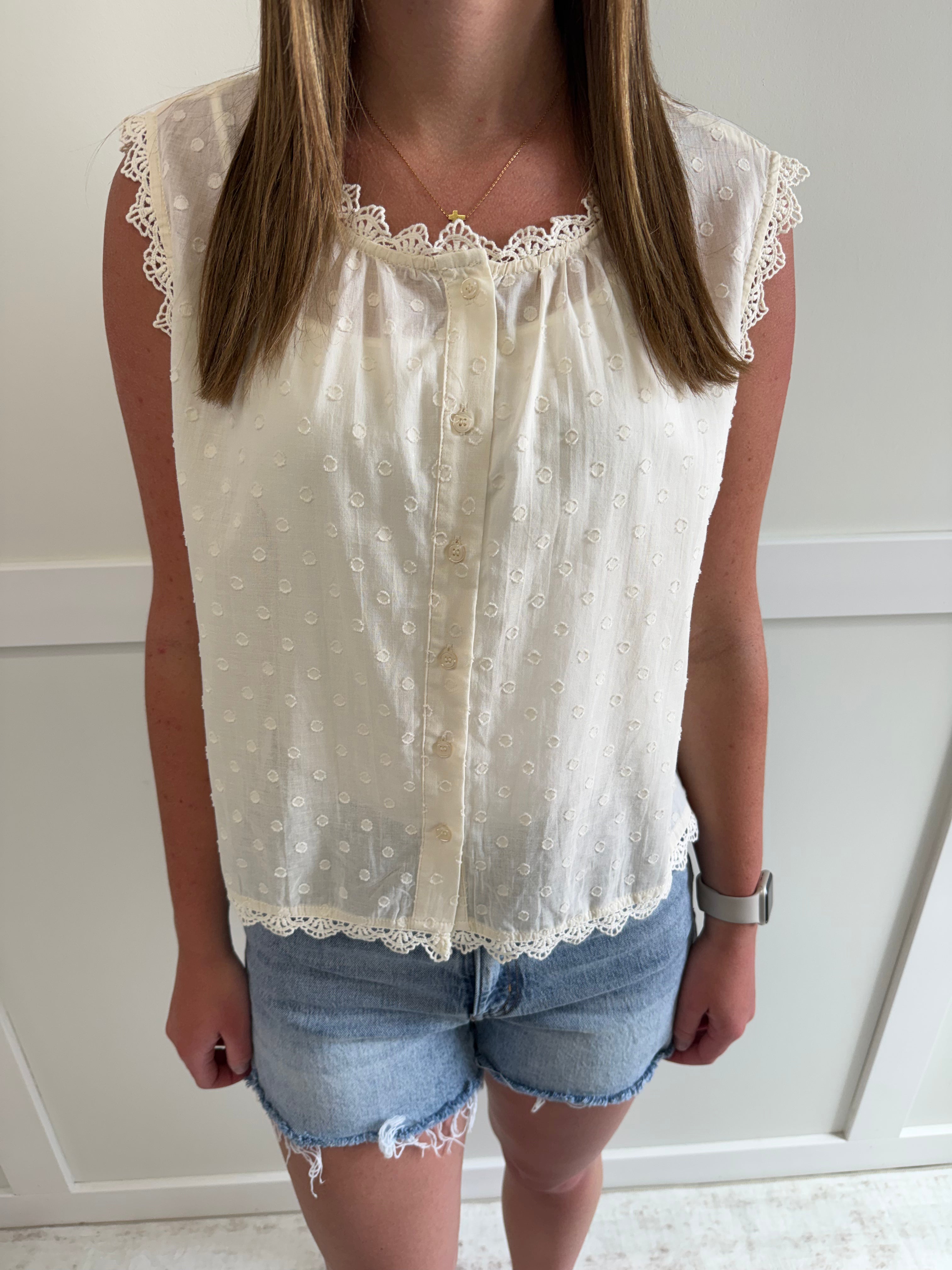 Amy Lace Edge Sleeveless Top