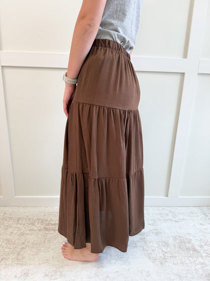 Jackie Solid Tiered Maxi Skirt