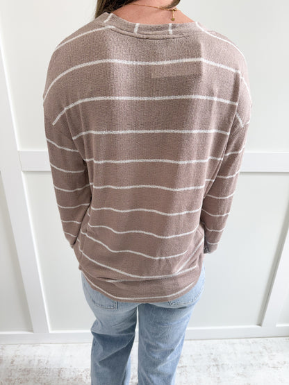 Sophia Stripe Long Sleeve Relaxed Knit Top
