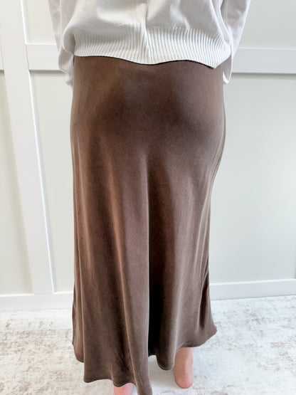 Nyla Silky Suede Midi Skirt