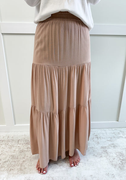 Nova Smocked Waist Tiered Maxi Skirt