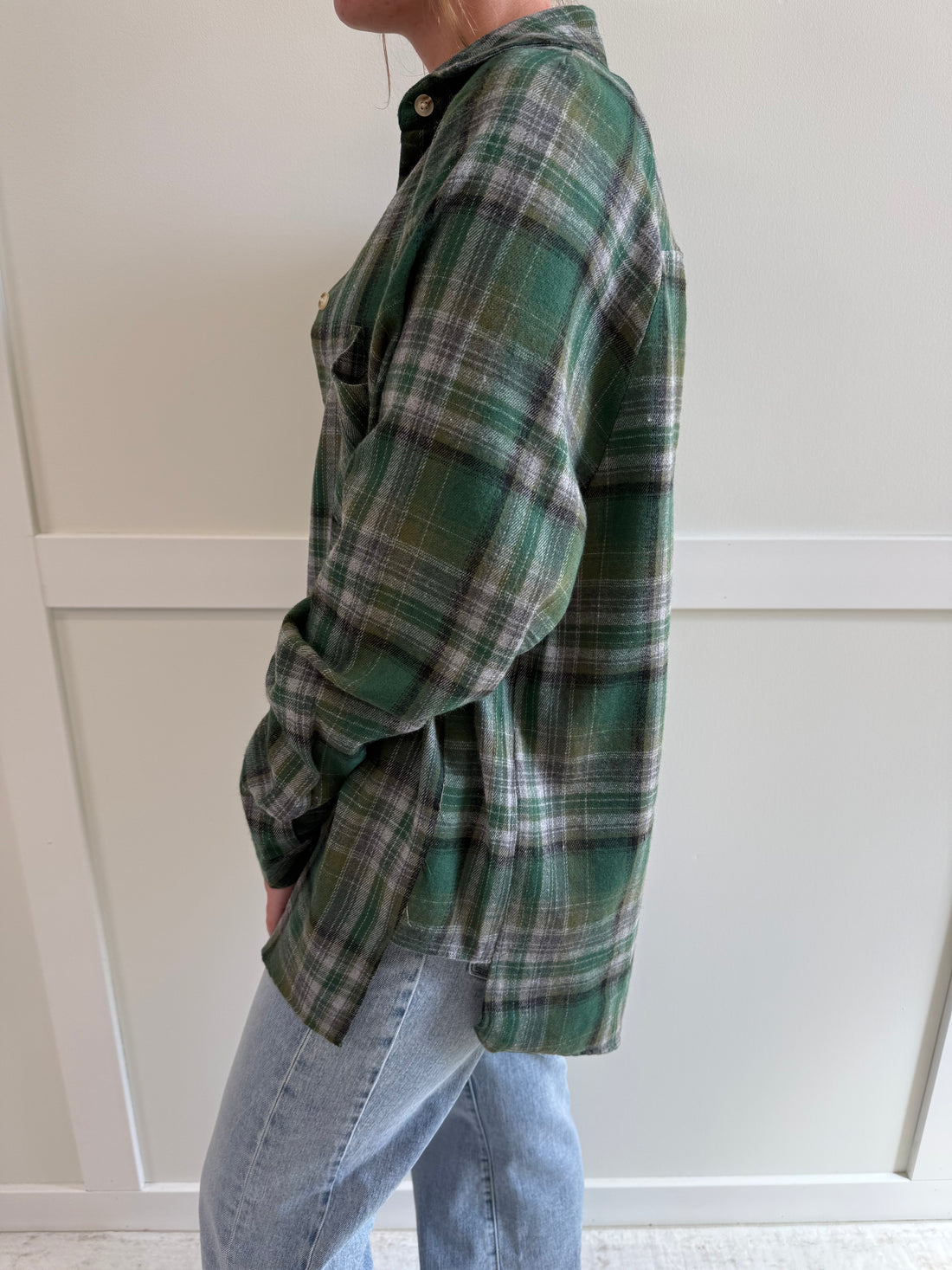 Nyra Green Plaid Flannel Shirt