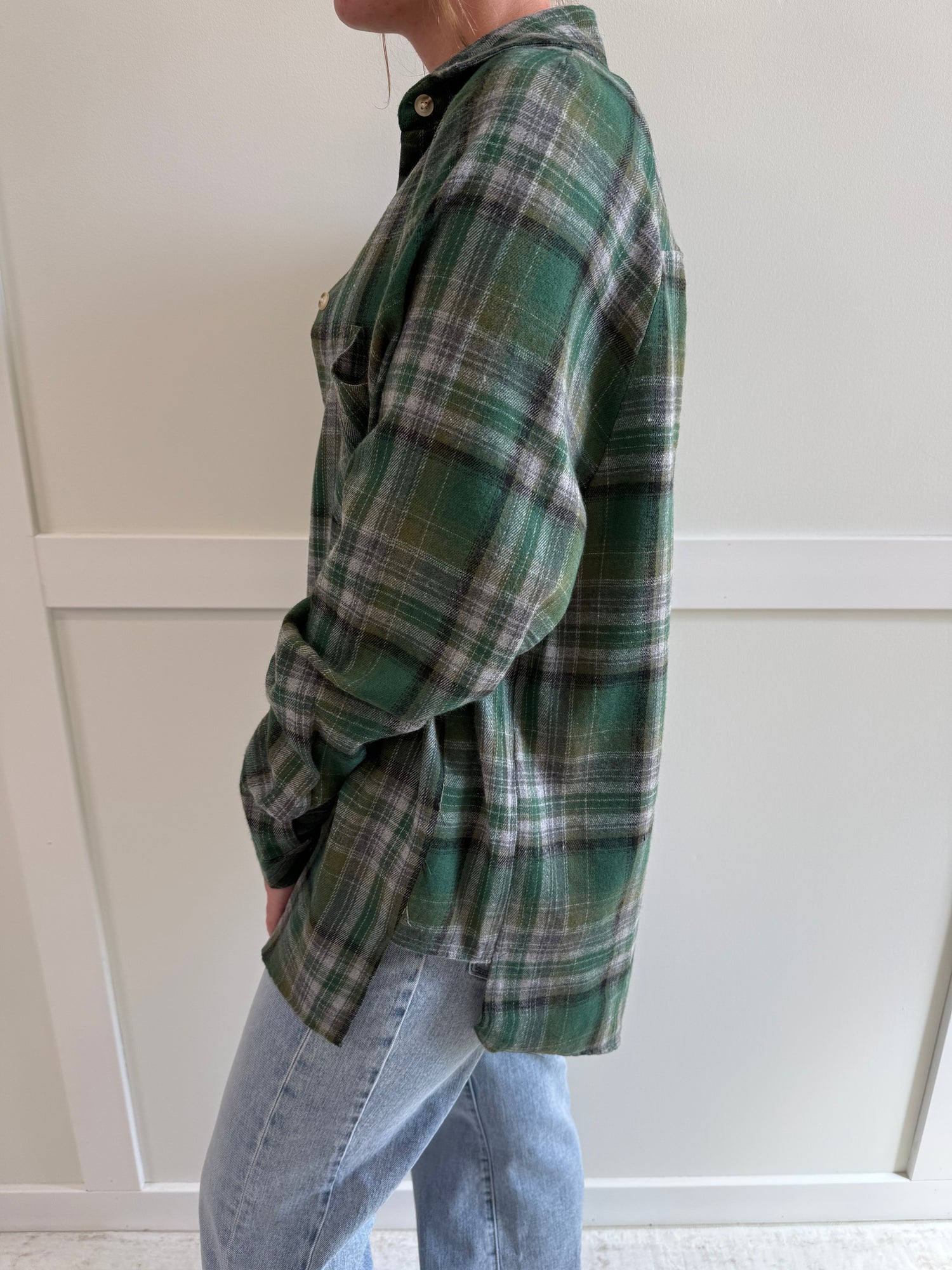 Nyra Green Plaid Flannel Shirt