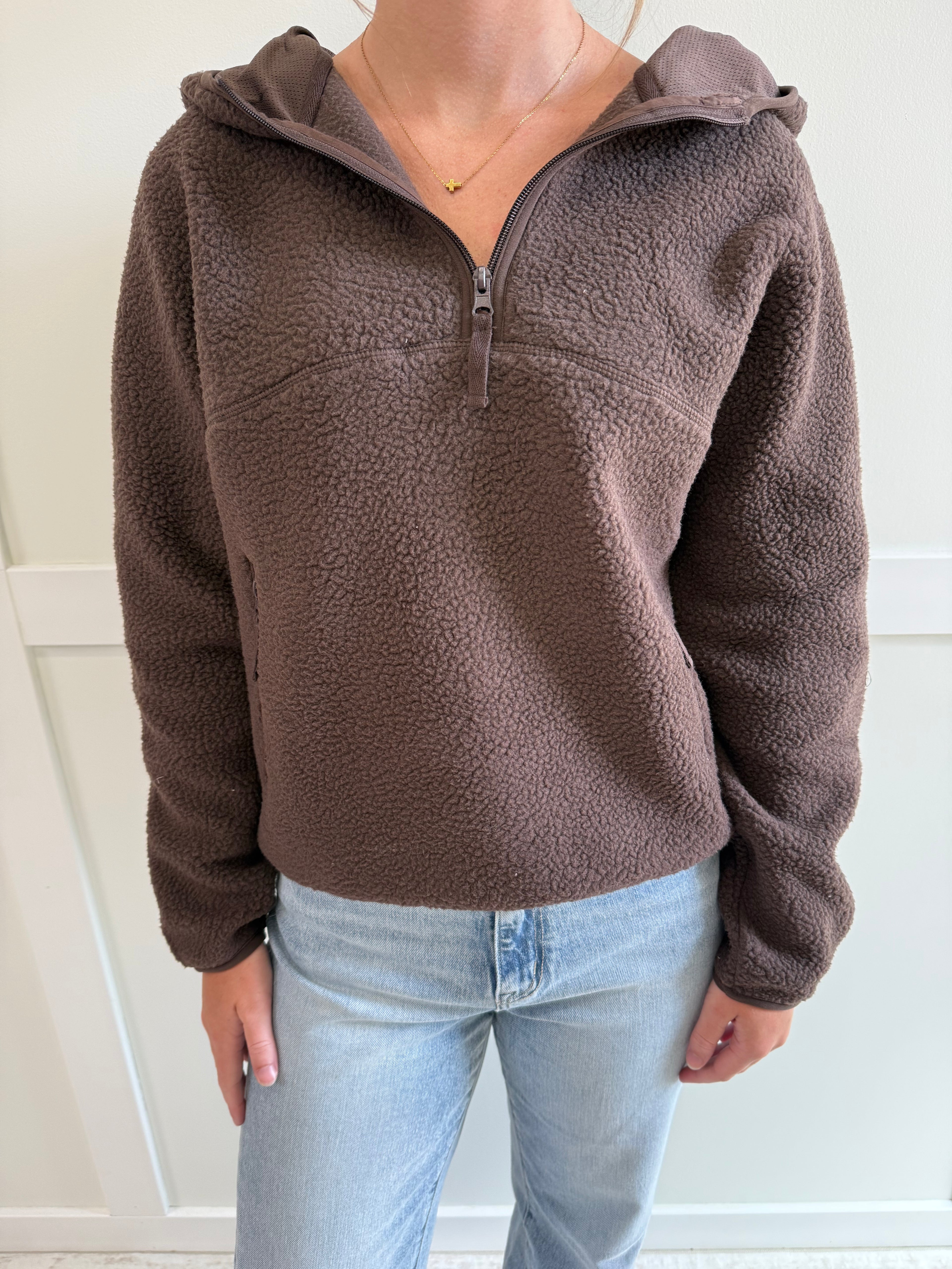 Remi Sherpa Fleece Half Zipper Hoodie Pullover