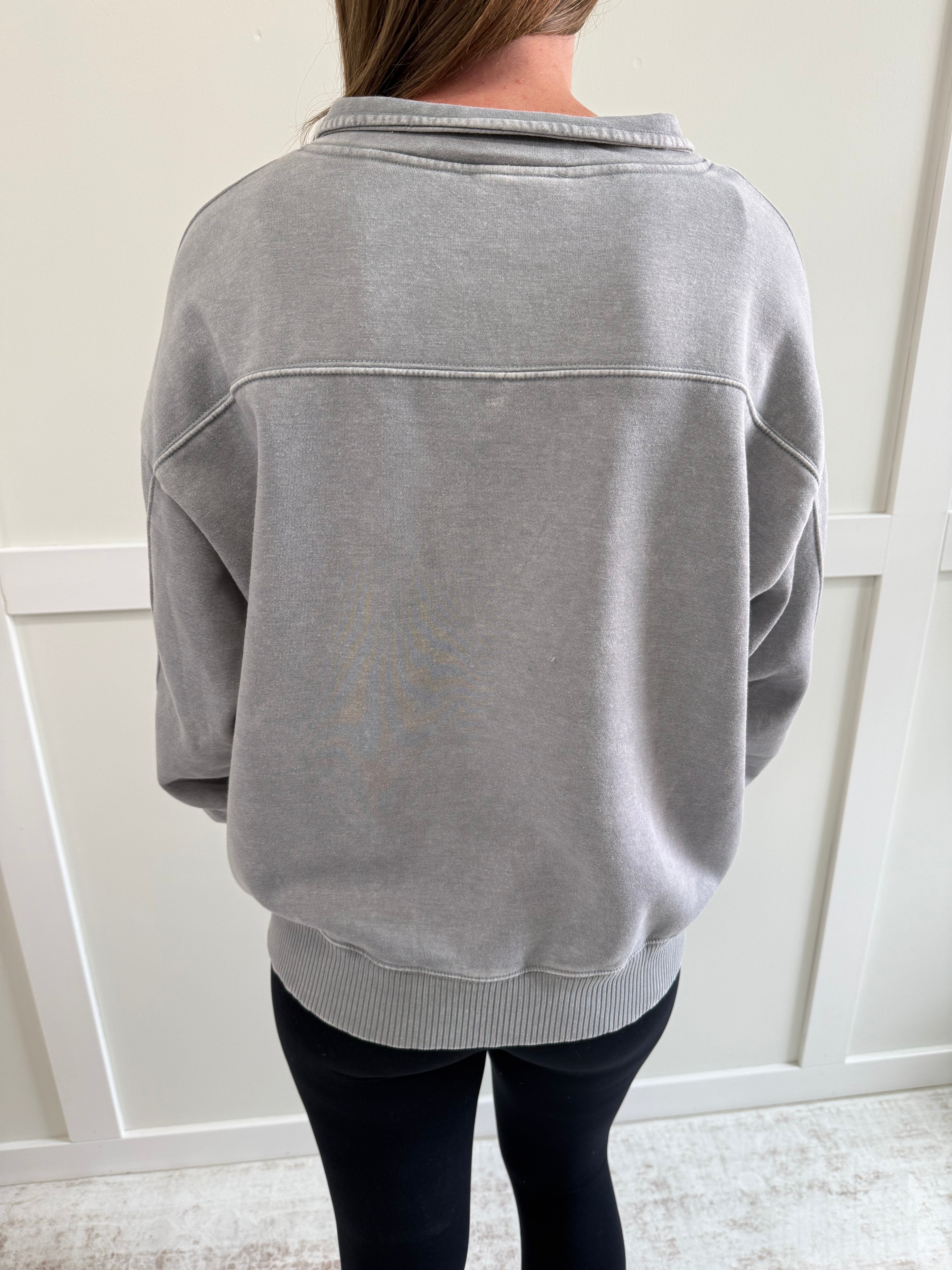 Aleigha Acid Wash Fleece 1/2 Zip Sweatshirt