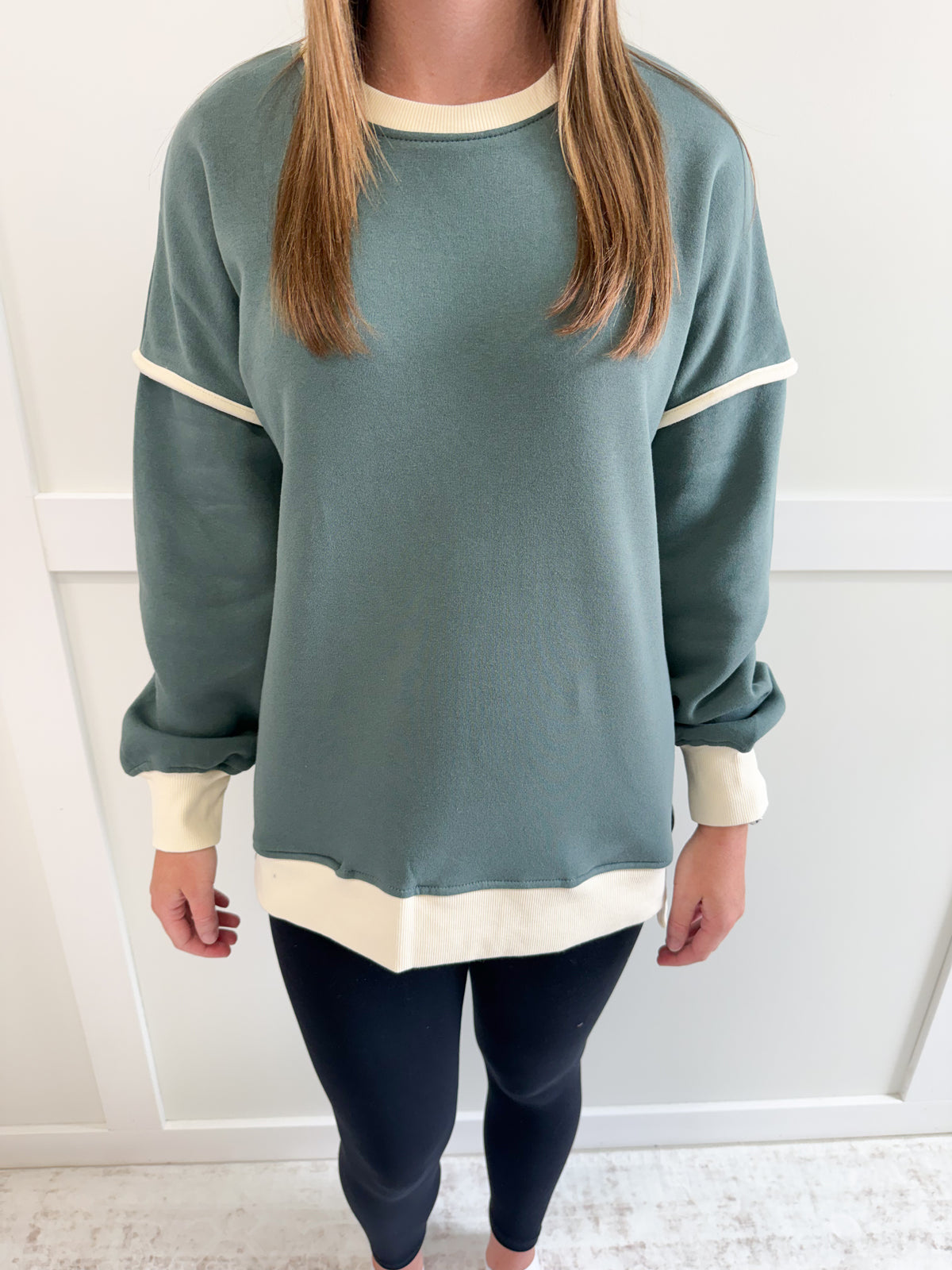 Olivia Fleece Trim Piping Detail Sweatshirt
