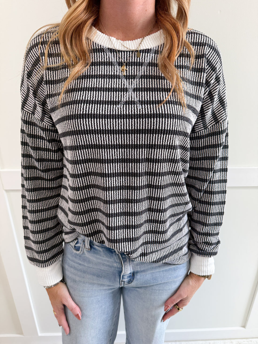 Kylee Striped Round Neck Pullover