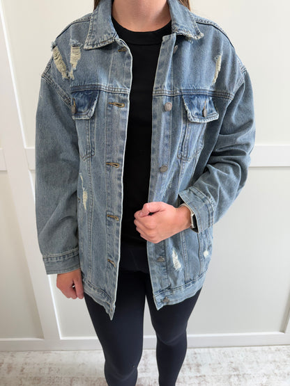 Lori Distressed Classic Denim Jacket