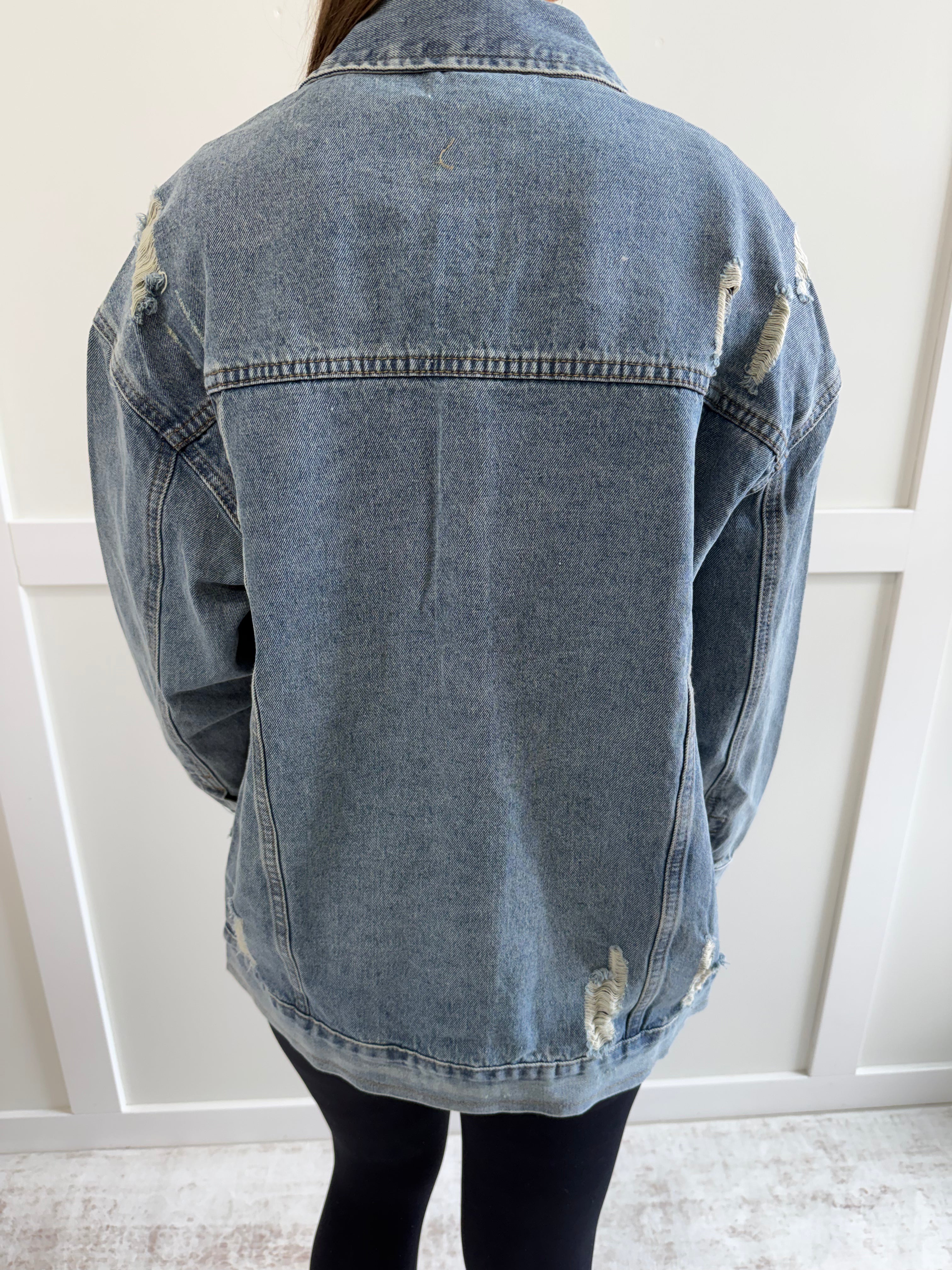 Lori Distressed Classic Denim Jacket