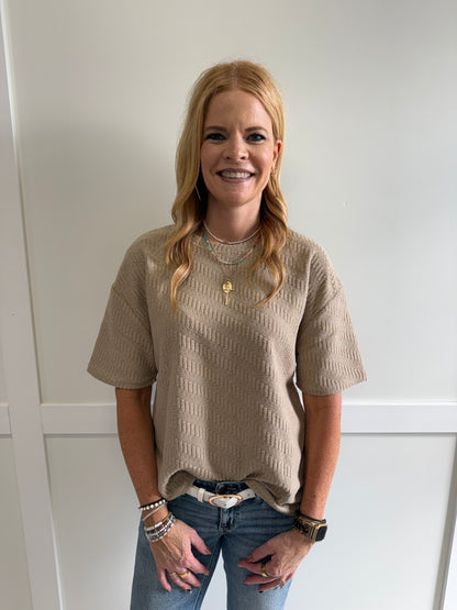 Nikki Textured Short Sleeve Top