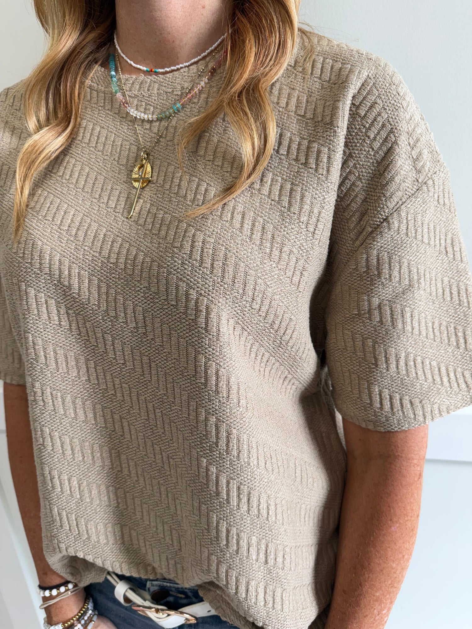 Nikki Textured Short Sleeve Top
