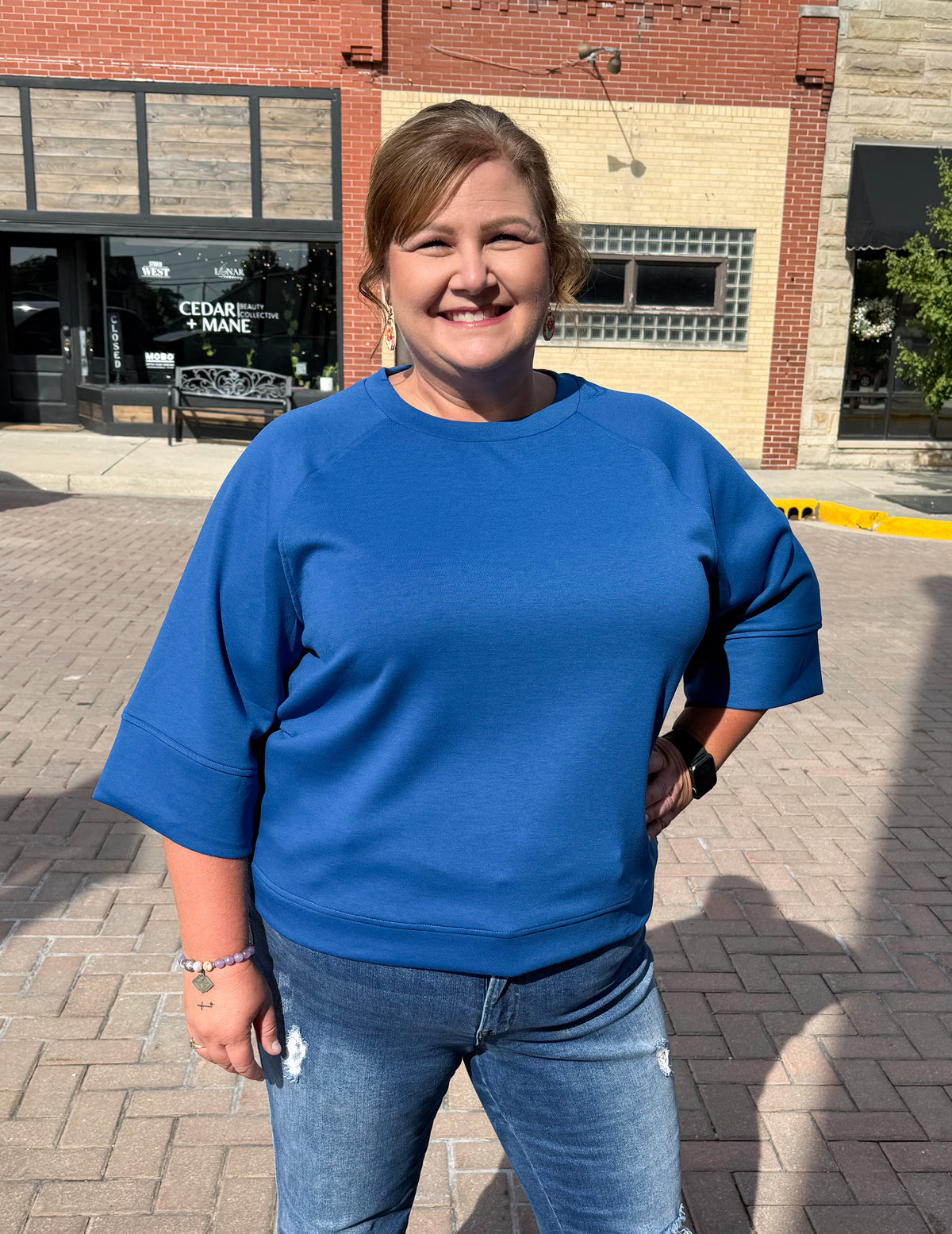 Amelia Plus Scuba 3/4 Sleeve Pullover