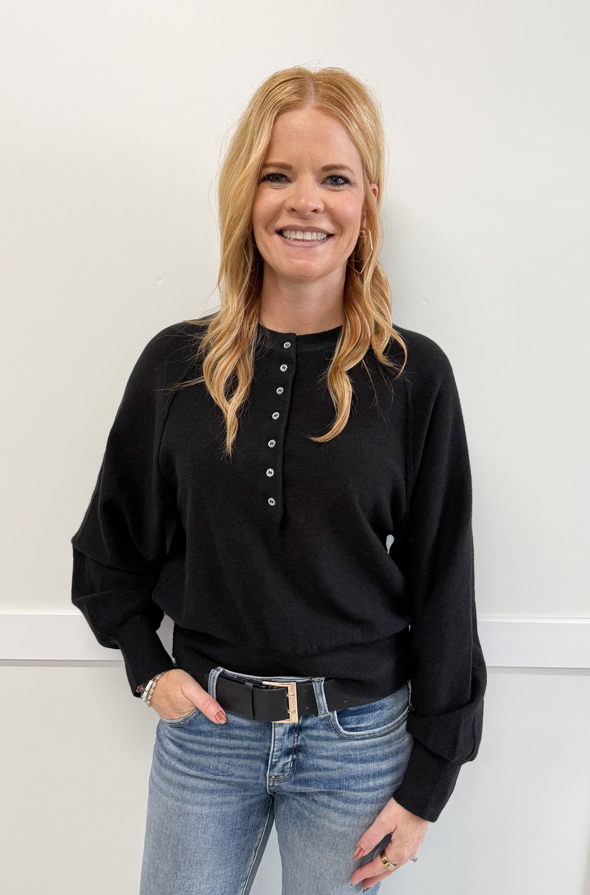 Abby Knit Henley Pullover Sweater