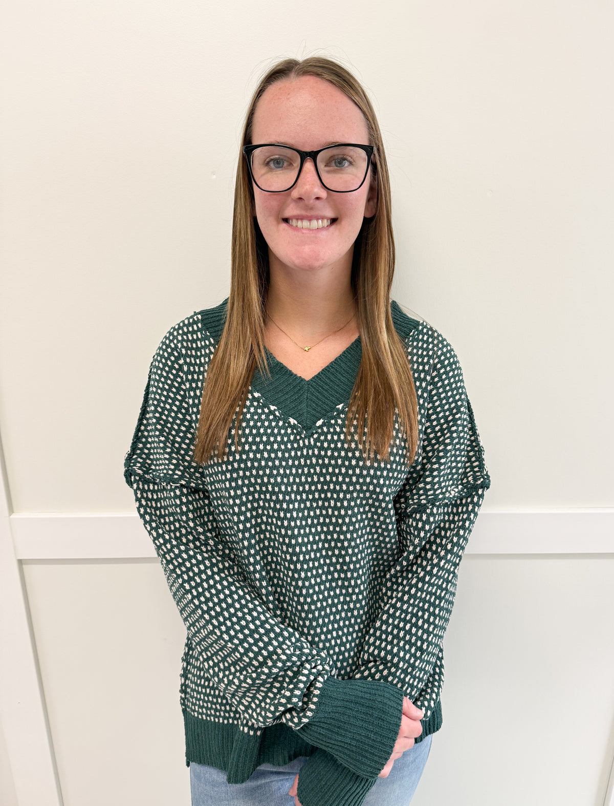 Ginny Contrast Stitch V-Neck Sweater