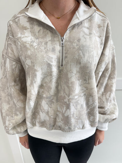 Brooke Camo Half Zip Up Sweatshirt