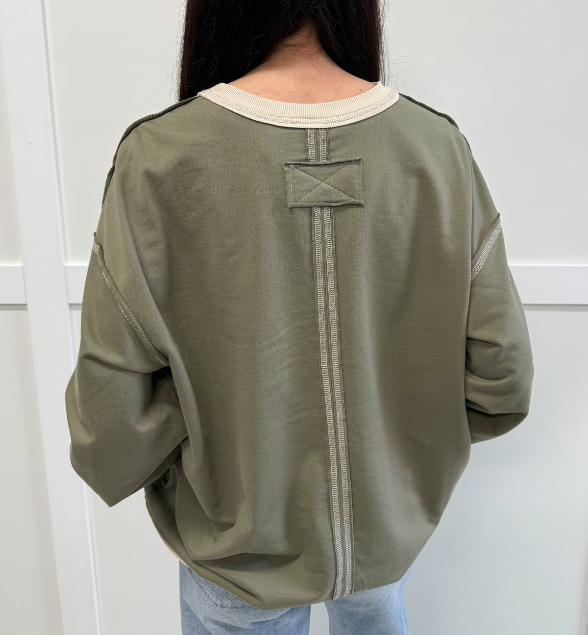 Clara Exposed Seam Contrast Trim Knit Top