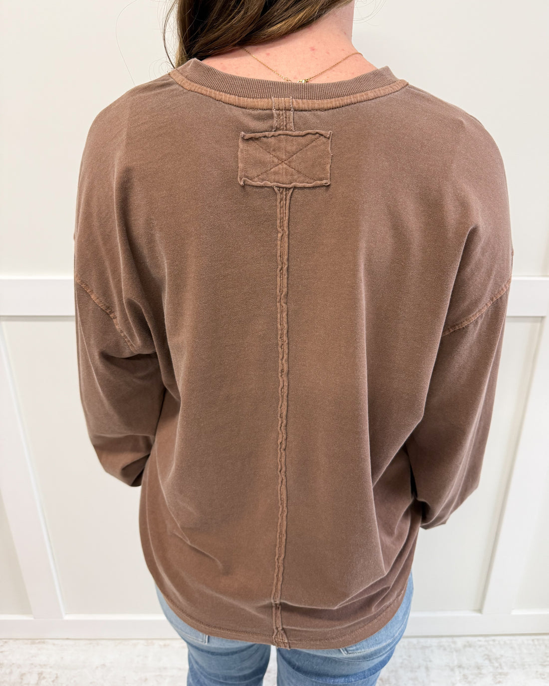 Callie Washed Crew Neck Knit Top