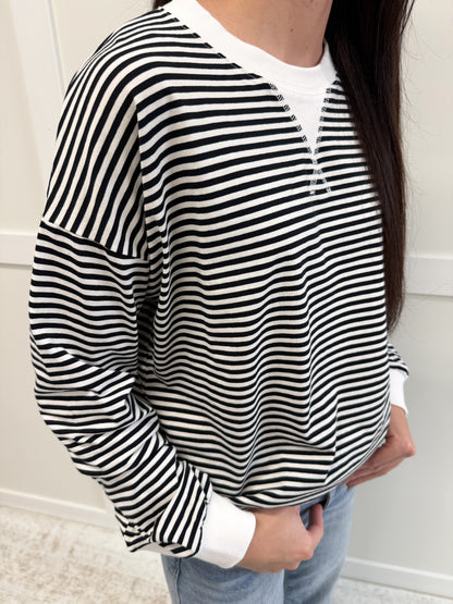 Greta Striped Rib Banded Top