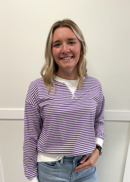 Greta Striped Rib Banded Top