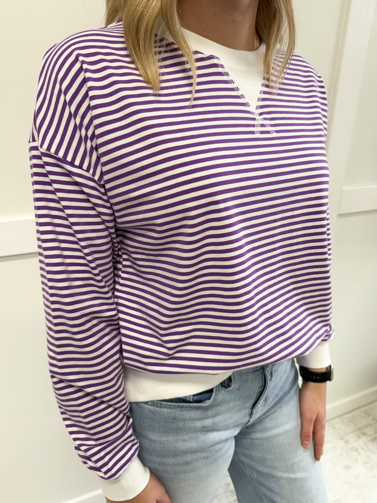 Greta Striped Rib Banded Top