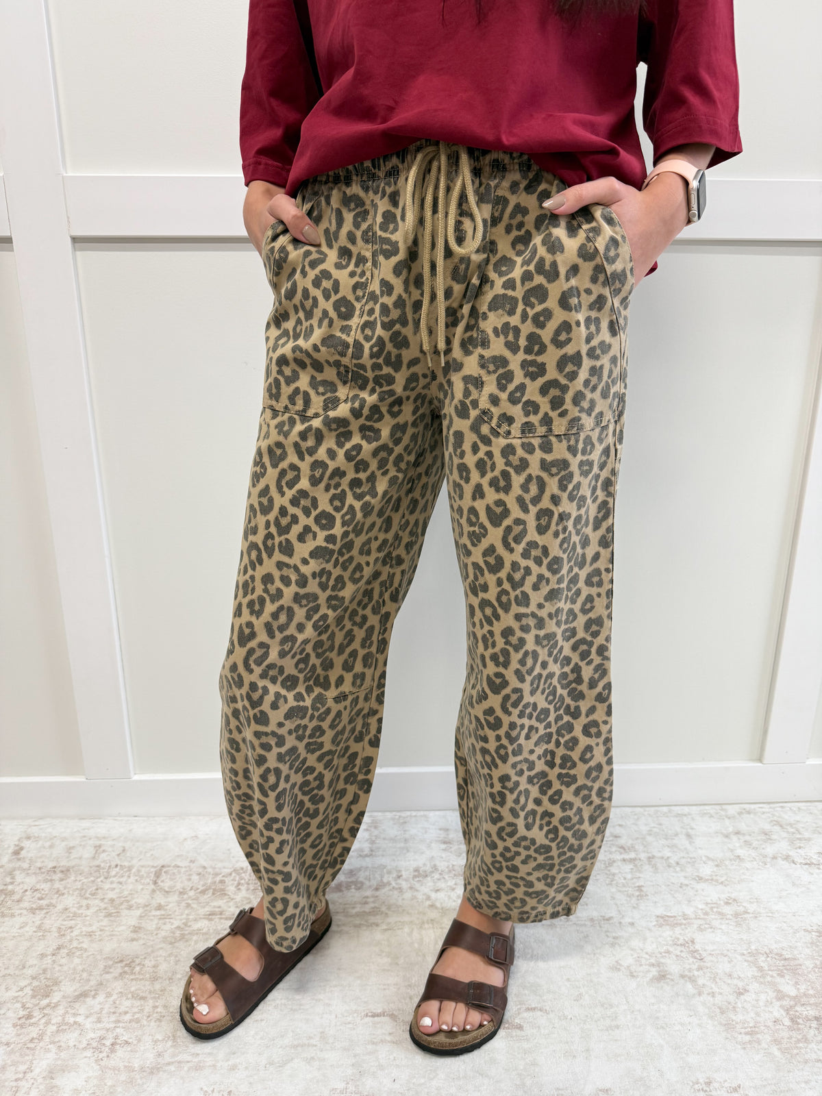Paige Leopard Drawstring Barrel Pants